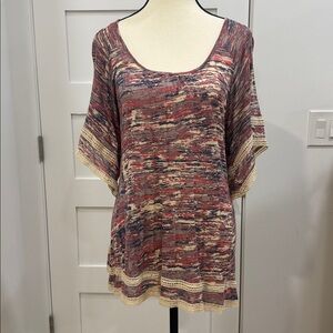 Ella Moss Water Color Modal Crochet Trim Tunic XS